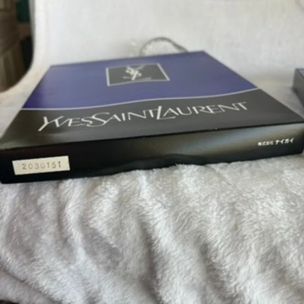 Yves Saint Laurent Tights Monogram Logo Black Grey Sheer Designer